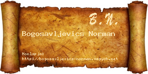 Bogosavljevics Norman névjegykártya